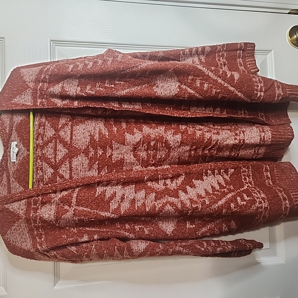 Aztec Patterned Rust Cardigan